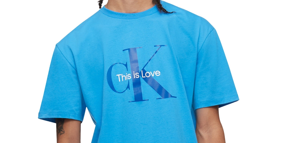 Calvin Klein Men's Pride Logo Print T-Shirt Blue Size X-Large