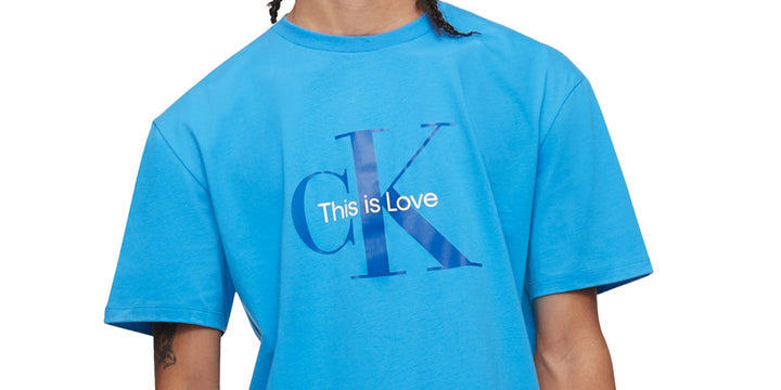Calvin Klein Men's Pride Logo Print T-Shirt Blue Size X-Large