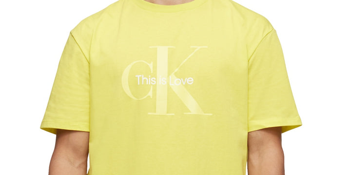 Calvin Klein Men's Pride Logo Print T-Shirt Yellow Size X-Large