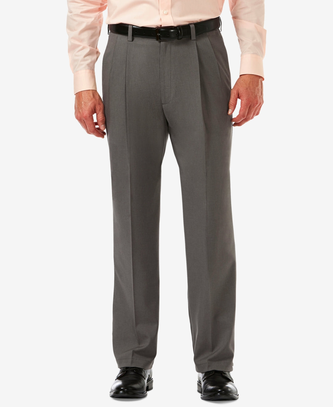 Haggar Men's Cool 18 Pro Classic Fit Expandable Waist Pleated Stretch Dress Pants Gray Size 42X29