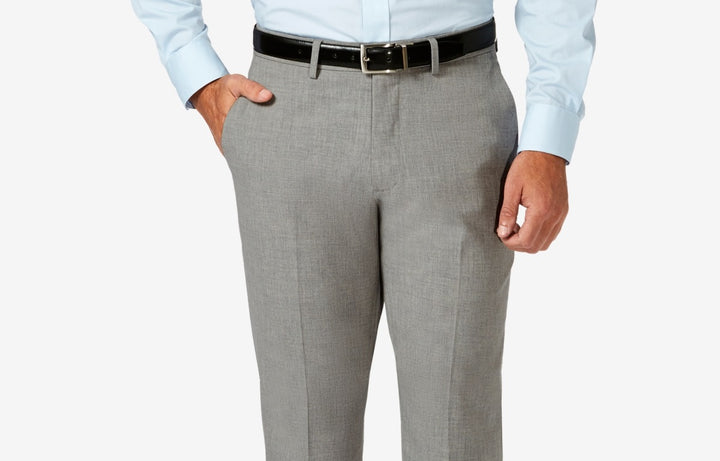 Haggar Men's Slim Fit 4 Way Stretch Flat Front Dress Pants Gray Size 32X32