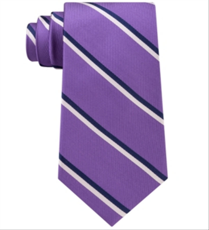 Club Room Men's Adam Twill Stripe Silk Tie Purple Size Regular