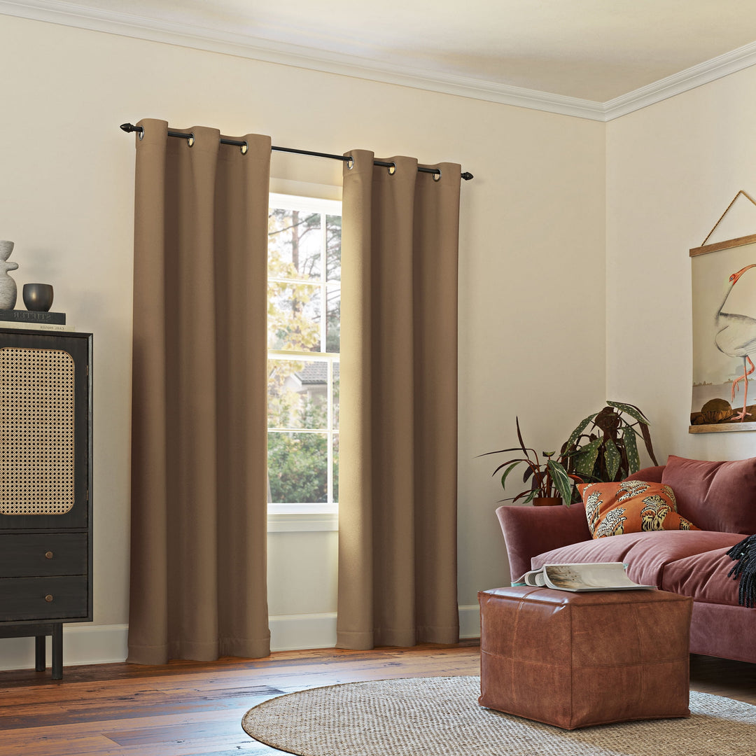 Sun Zero Preston Grommet Top Blackout Curtain Panel Brown Size 40X95