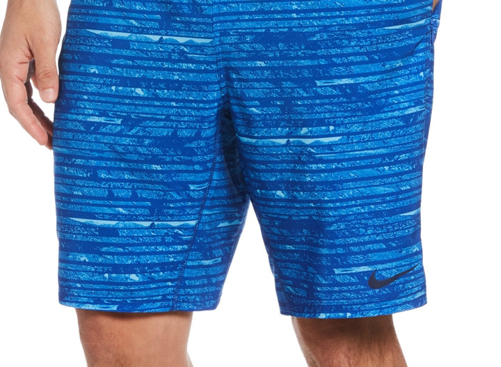Nike Men's Oxidized Stripe 9 Swim Trunks Blue Size Small