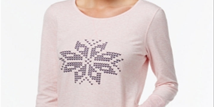 Nautica Women's Reversible Snowflake Pajama Top Pink Size Large