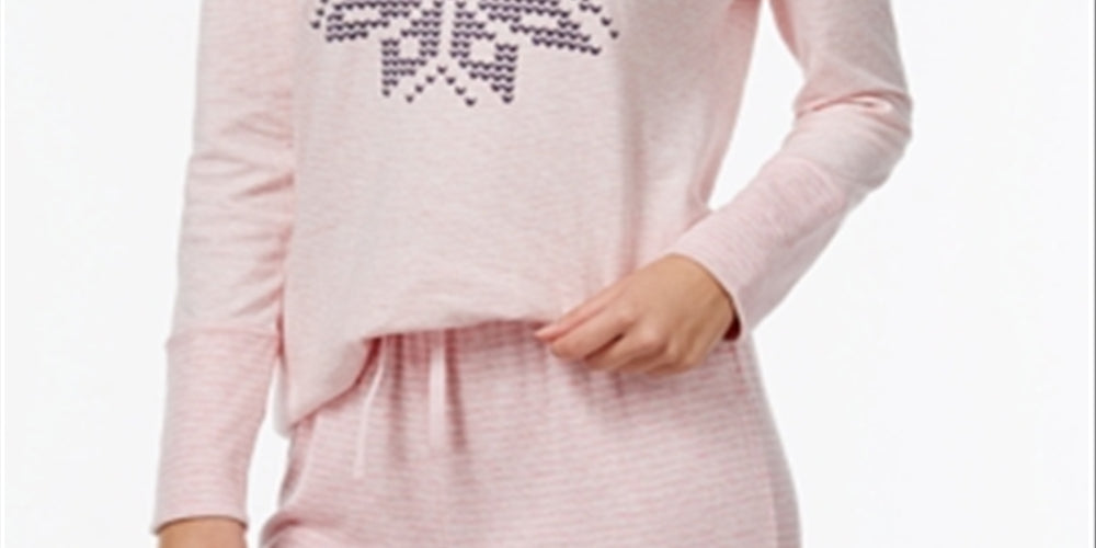 Nautica Women's Reversible Snowflake Pajama Top Pink Size Large