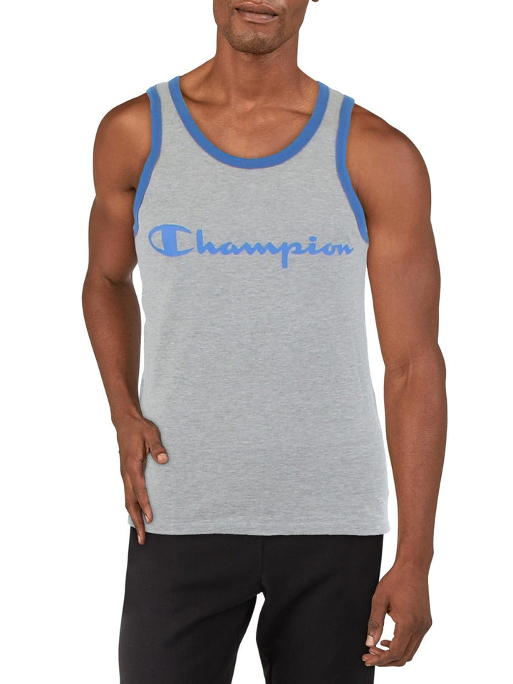 Champion Men's Graphic Ringer Tank Top Blue Size XX-Large