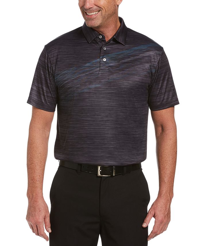 PGA Tour Men's Textured Polo Shirt Black Size Medium