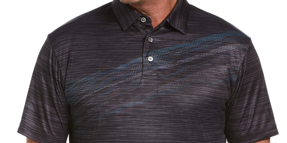 PGA Tour Men's Textured Polo Shirt Black Size Medium