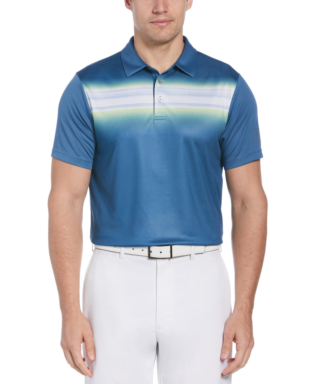 PGA Tour Men's Blurred Chest Stripe Golf Polo Blue Size Large