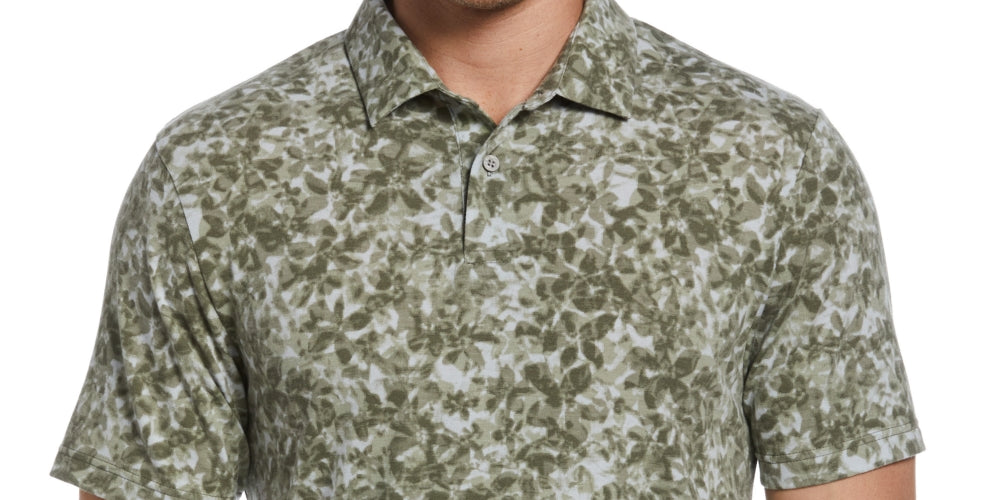 PGA Tour Men's Distorted Floral Camo Print Short Sleeve Golf Polo Shirt Green Size XX-Large