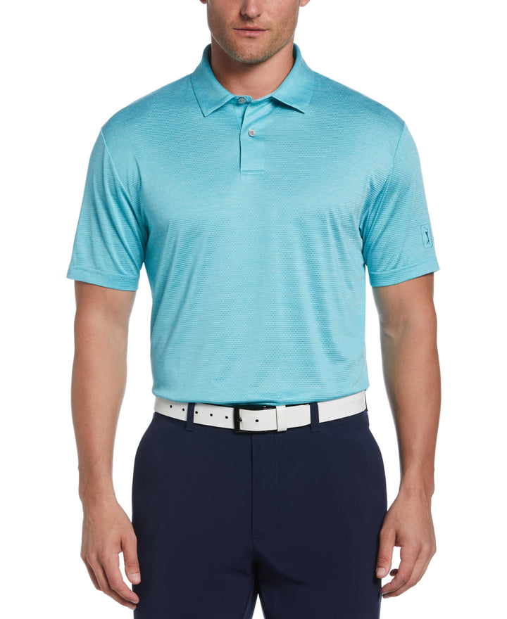 PGA Tour Men's Space Dye Texture Golf Polo Shirt Blue Size Medium