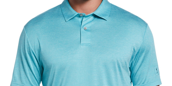 PGA Tour Men's Space Dye Texture Golf Polo Shirt Blue Size Medium