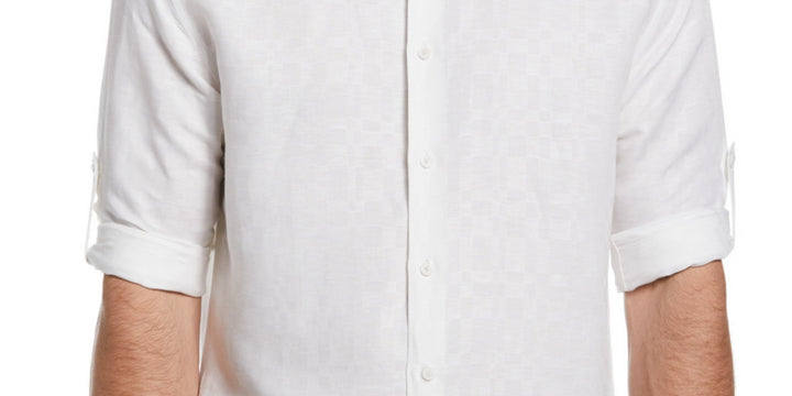 Cubavera Men's Woven Linen Button Down Shirt White Size XX-Large