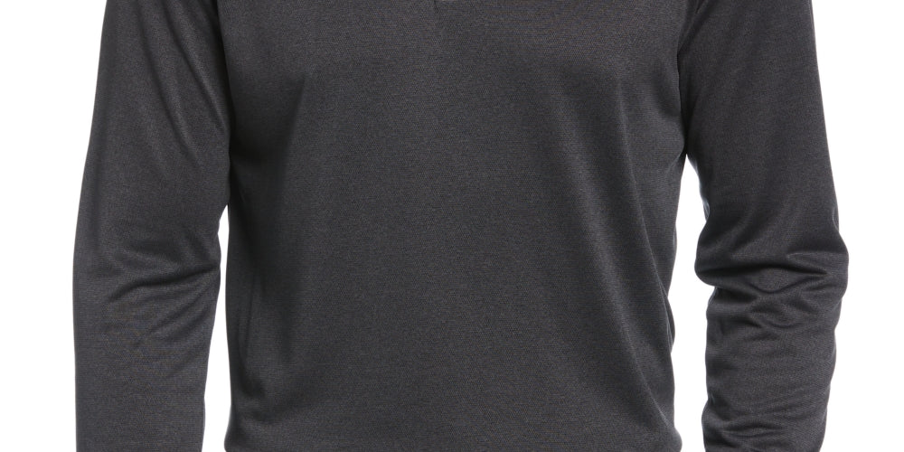 PGA Tour Men's Micro Birdseye Print Long Sleeve Polo Shirt Black Size Small