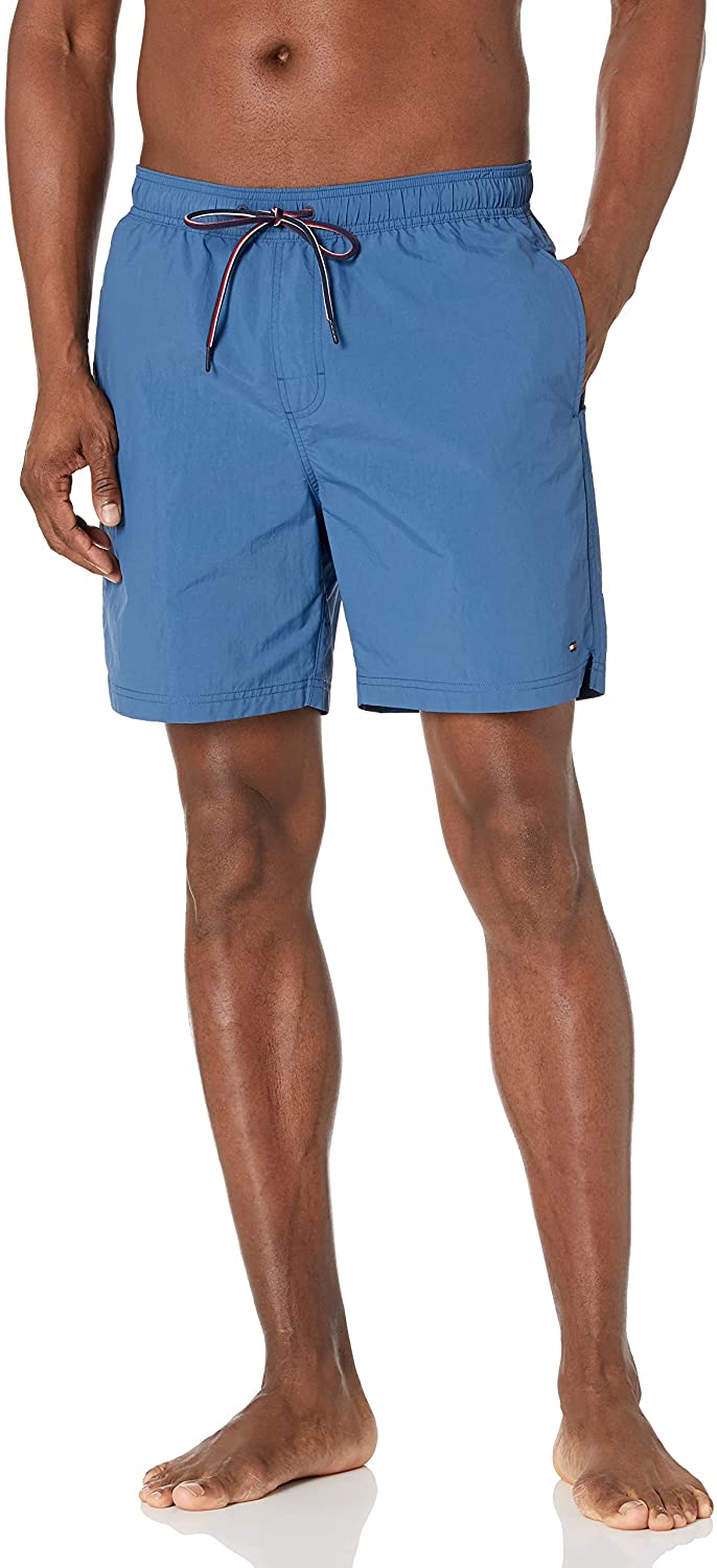 Tommy Hilfiger Men's Solid Swim Trunks Blue Size XX-Large