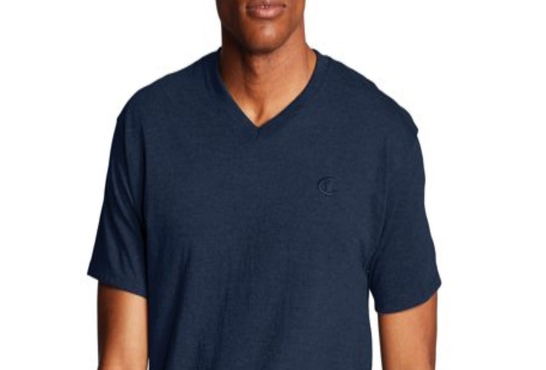 Champion Men's Classic Jersey V Neck T-Shirt Blue Size Large