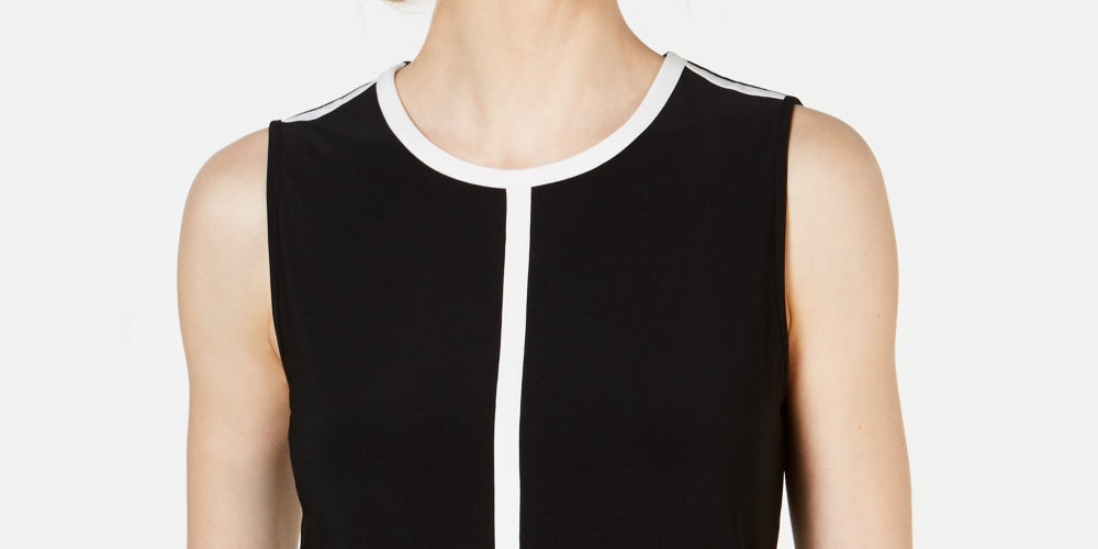 Anne Klein Women's Stripe Outline Sleeveless Top Black Size Medium