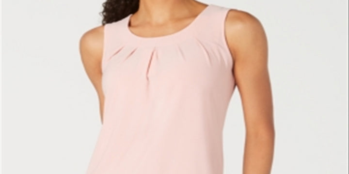 Kasper Women's Pleated Neck Sleeveless Top Pink Size Large