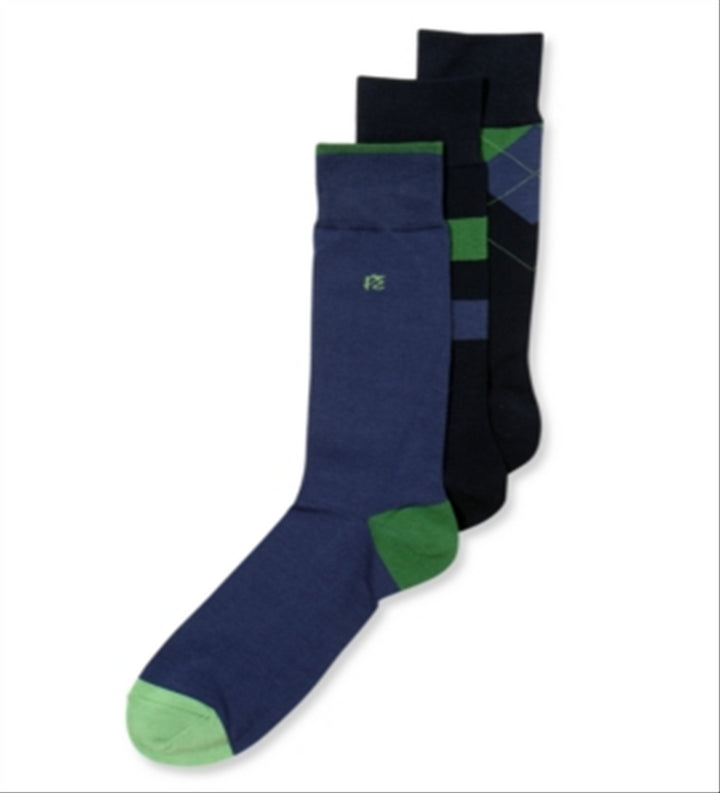 Perry Ellis Men's Print 3 Pack Socks Blue Size Regular