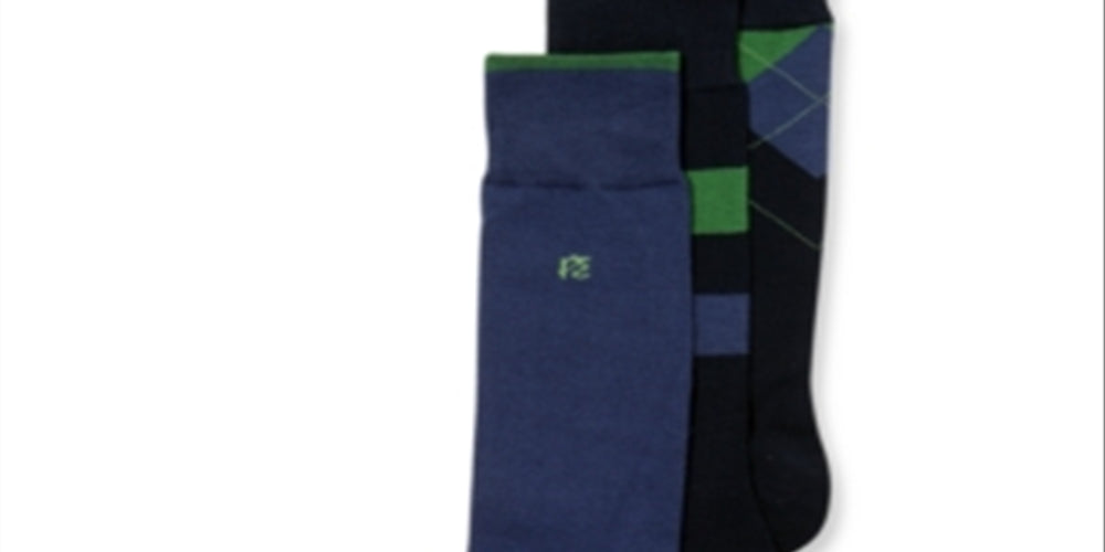 Perry Ellis Men's Print 3 Pack Socks Blue Size Regular