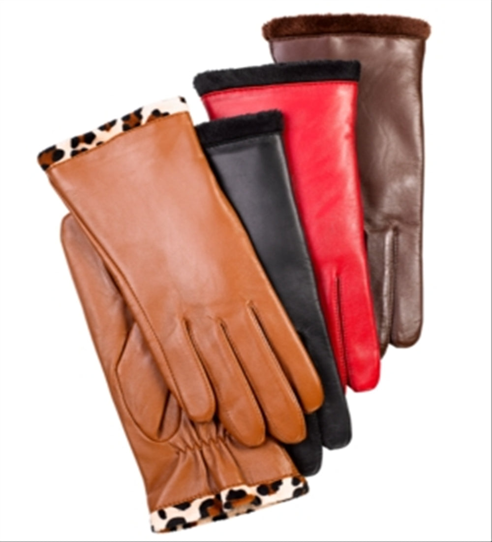 Charter Club Women's Faux Lined Leather Gloves Brown Size Regular
