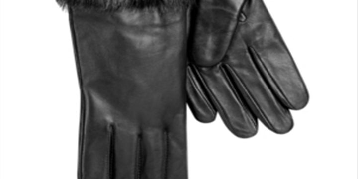 Charter Club Women's Leather with Faux Cuff Gloves Black Size Regular