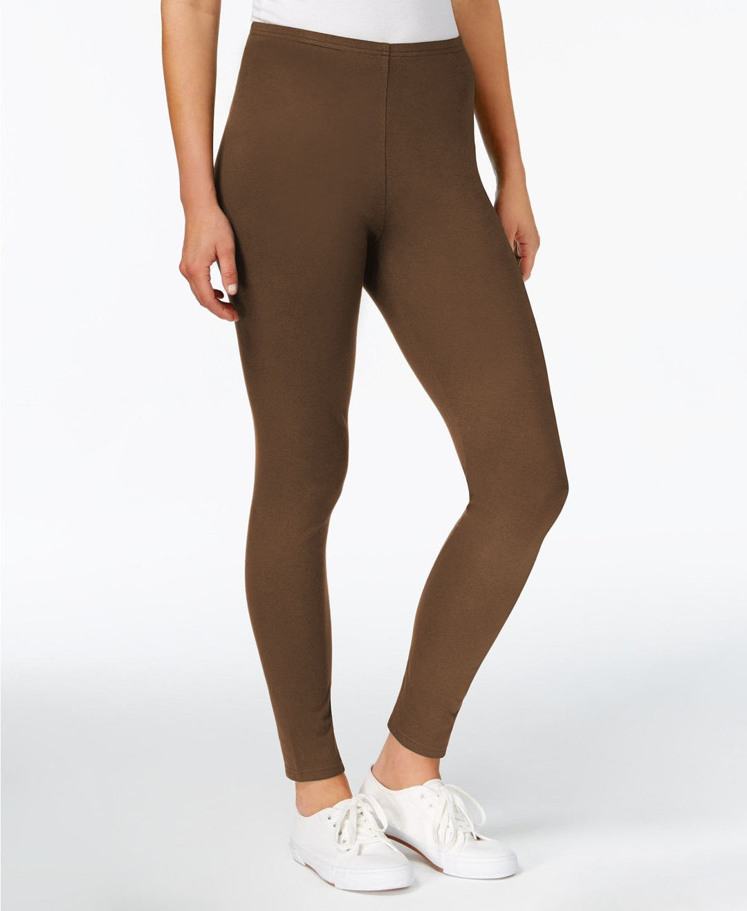 Maison Jules Women's Basic Mid-Rise Leggings Brown Size Extra Small