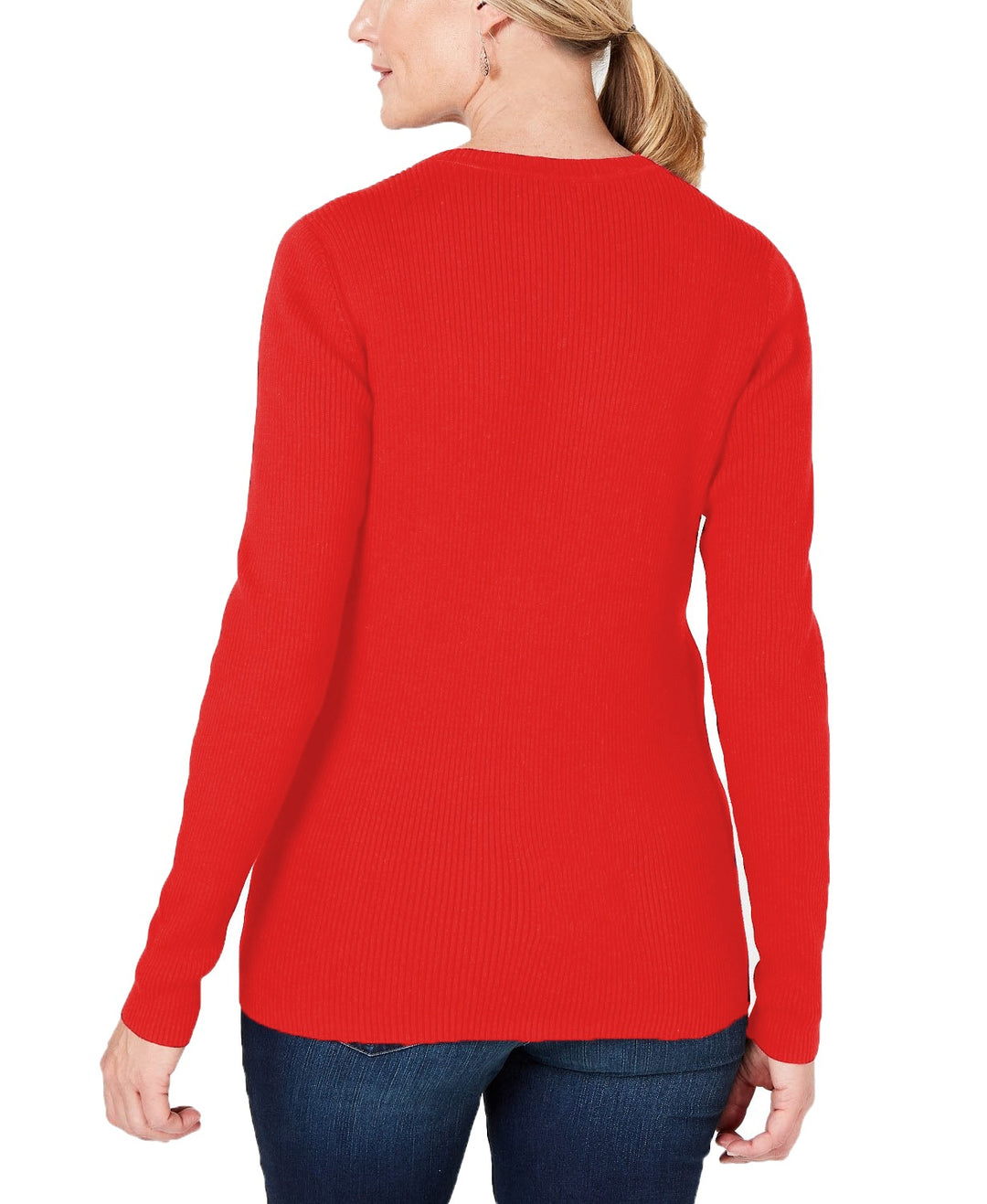 Karen Scott Women's Cotton V-Neck Sweater Red Size Extra Large