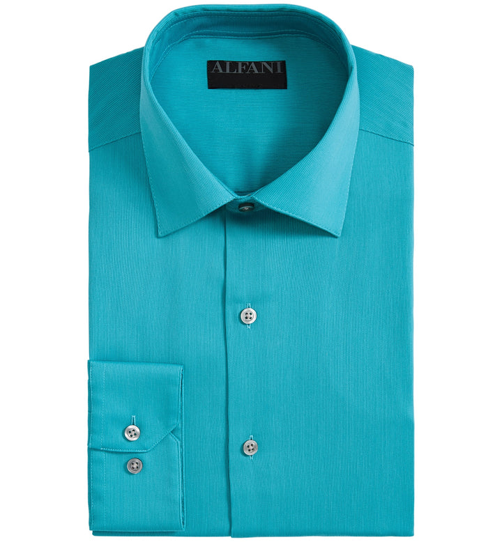 AlfaTech by Alfani Men's Bedford Cord Regular Fit Dress Blue Shirt