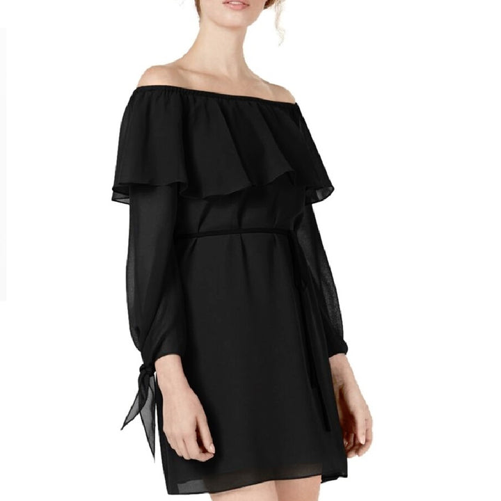 Maison Jules Women's Ruffled Off The Shoulder Dress Black Size X-Small