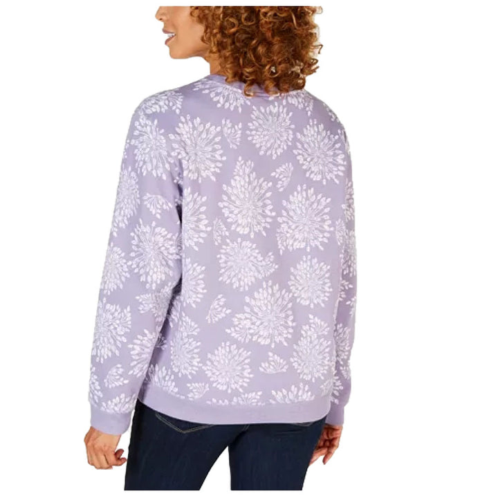 Karen Scott Women's Floral-Print Sweatshirt Lilac Size 2 Extra Large