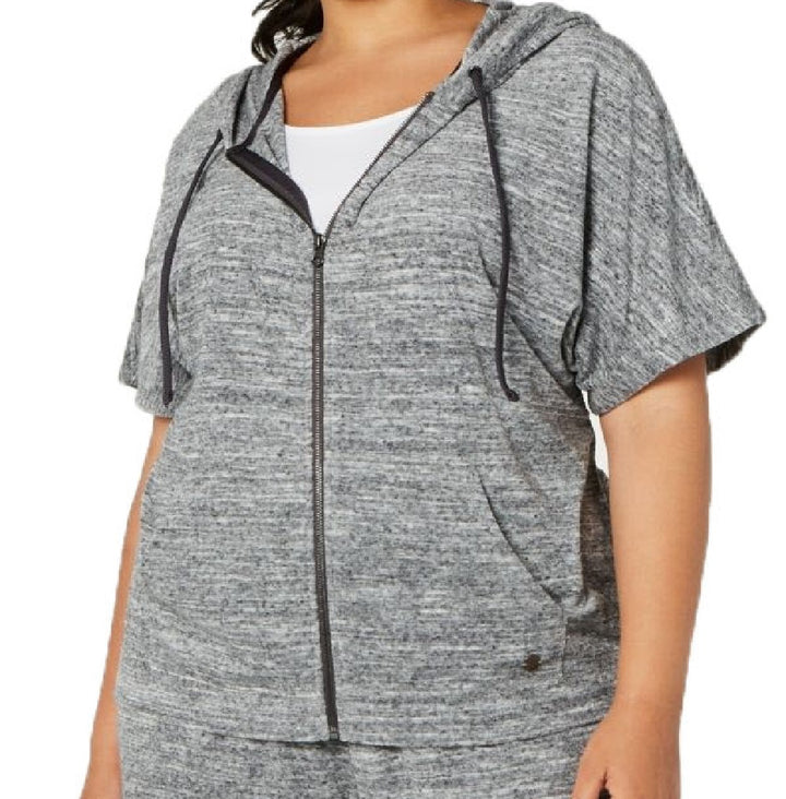 Ideology Women's Plus Cropped Hoodie Gray Size XX-Large