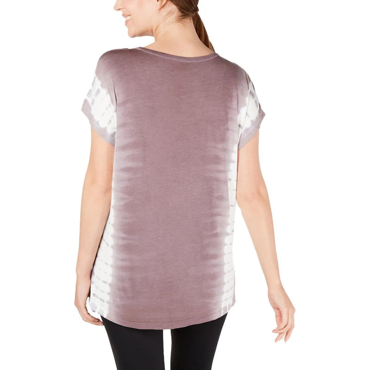 Ideology Women's Wavy Tie-Dyed T-Shirt Violet Stone Size Medium