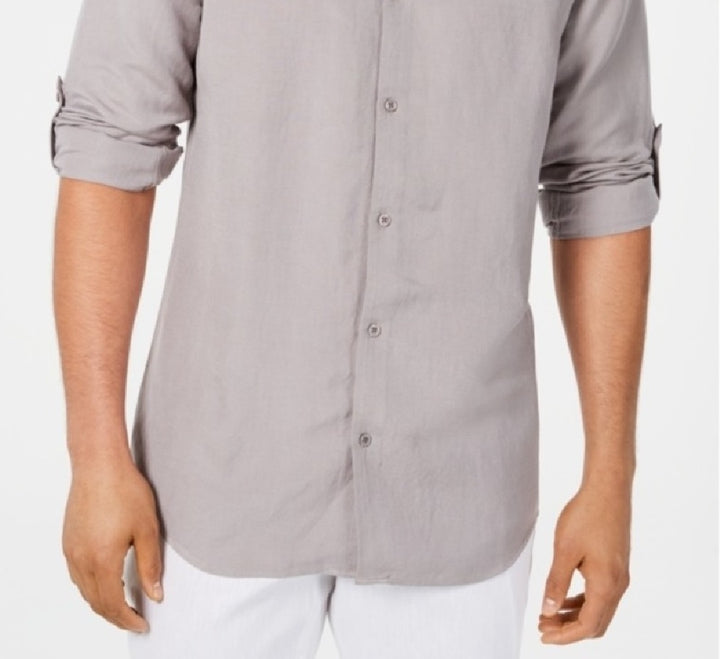 Alfani Men's Platoon Linen Shirt Gray Size XXX-Large