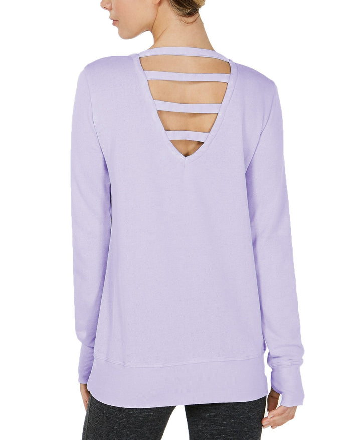 Ideology Women's Graphic Good Vibes Strappy-Back Top Lilac Size Large