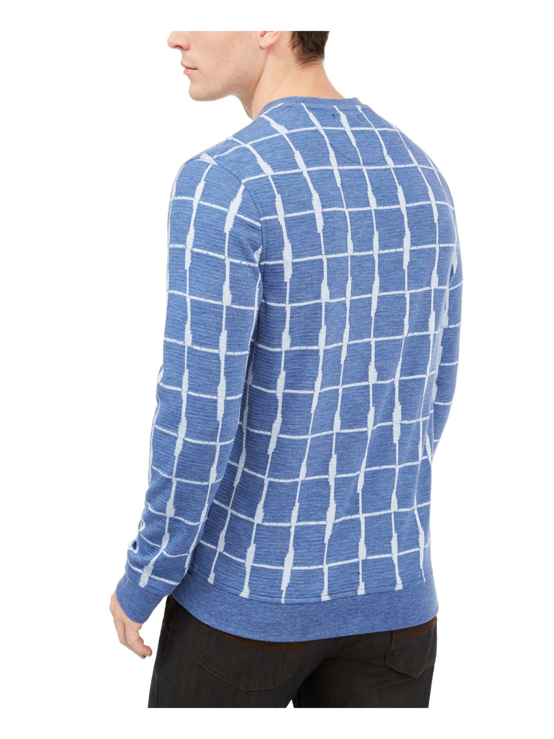 Alfani Men's Textured Grid Pullover Jacquard Blue Size Extra Large