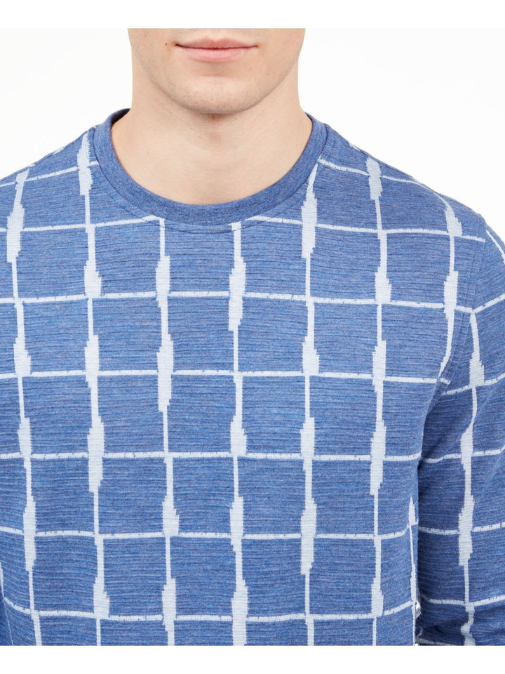 Alfani Men's Textured Grid Pullover Jacquard Blue Size Medium