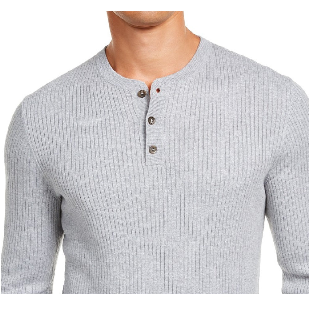 Tasso Elba Men's Luxe Henley Shirt Grey Size 2 Extra Large