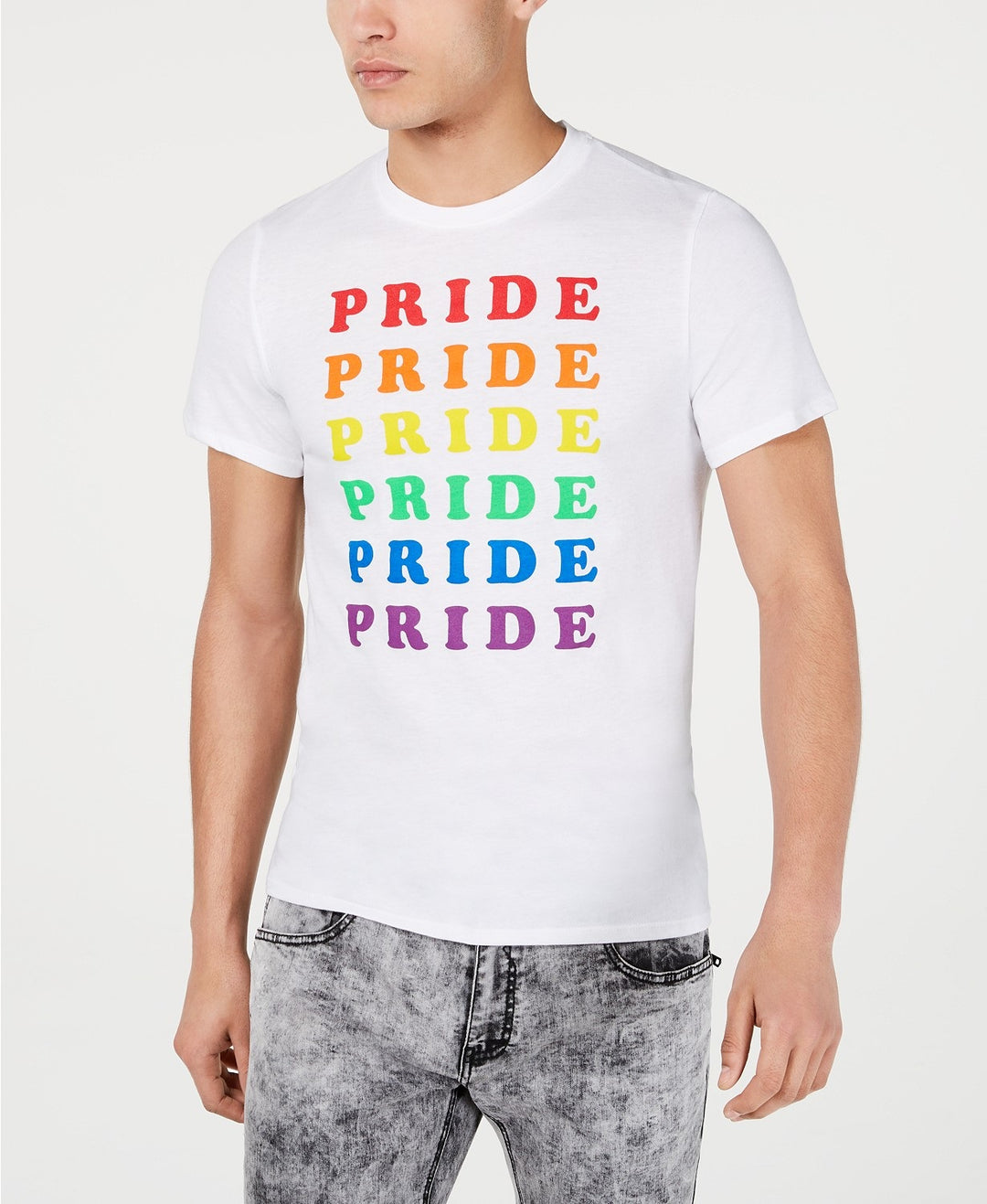 INC International Concepts Men's Rainbow Pride Graphic T-Shirt White Size Large