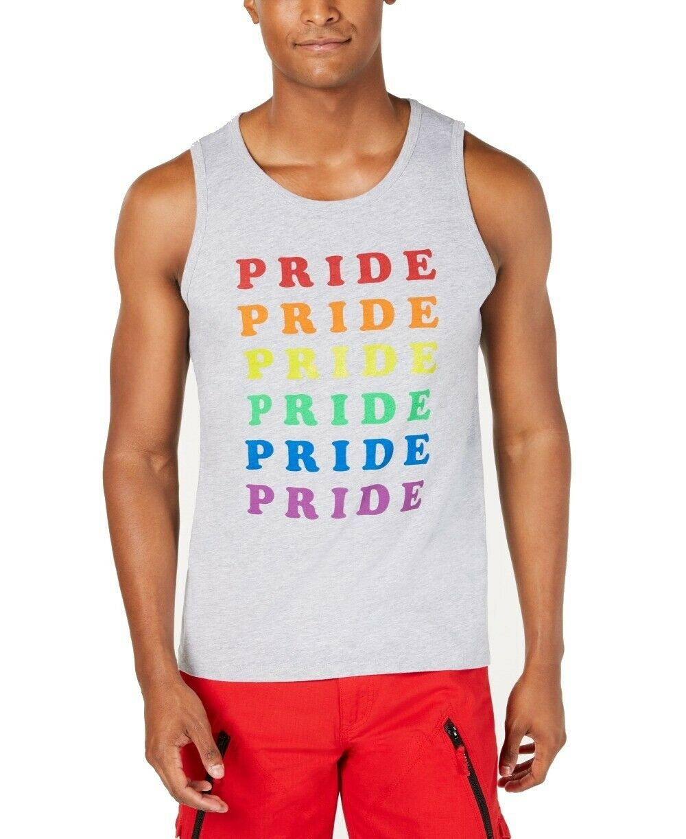 INC International Concepts Men's Rainbow Pride Graphic Tank Grey Size Medium