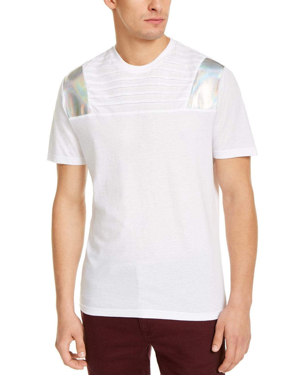 INC International Concepts Men's Pintucked Moto T-Shirt White Size X-Large