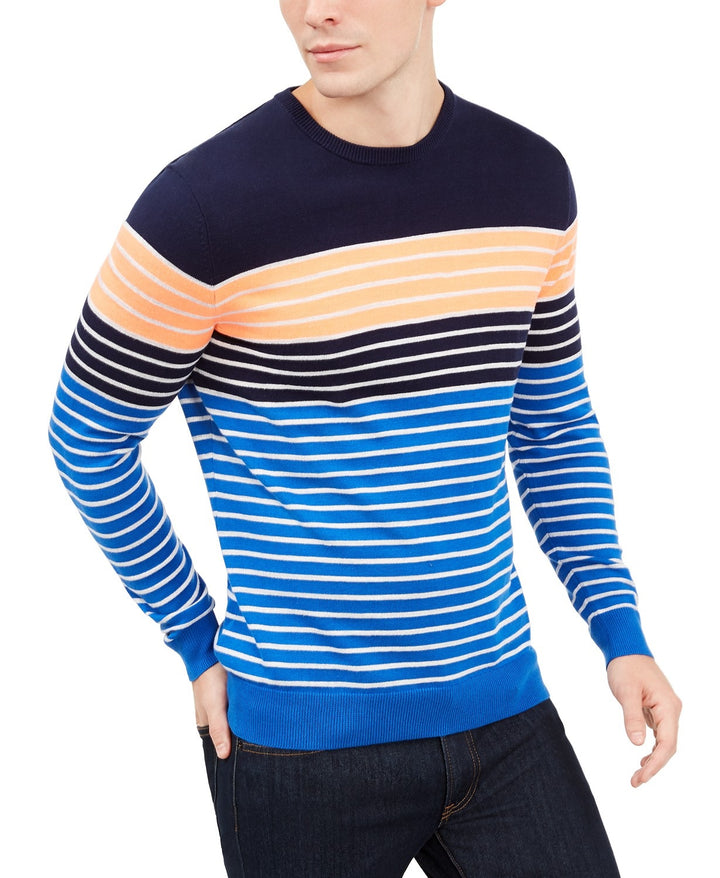 Club Room Men's Striped Crewneck Sweater Cosmic Crunch Size Large