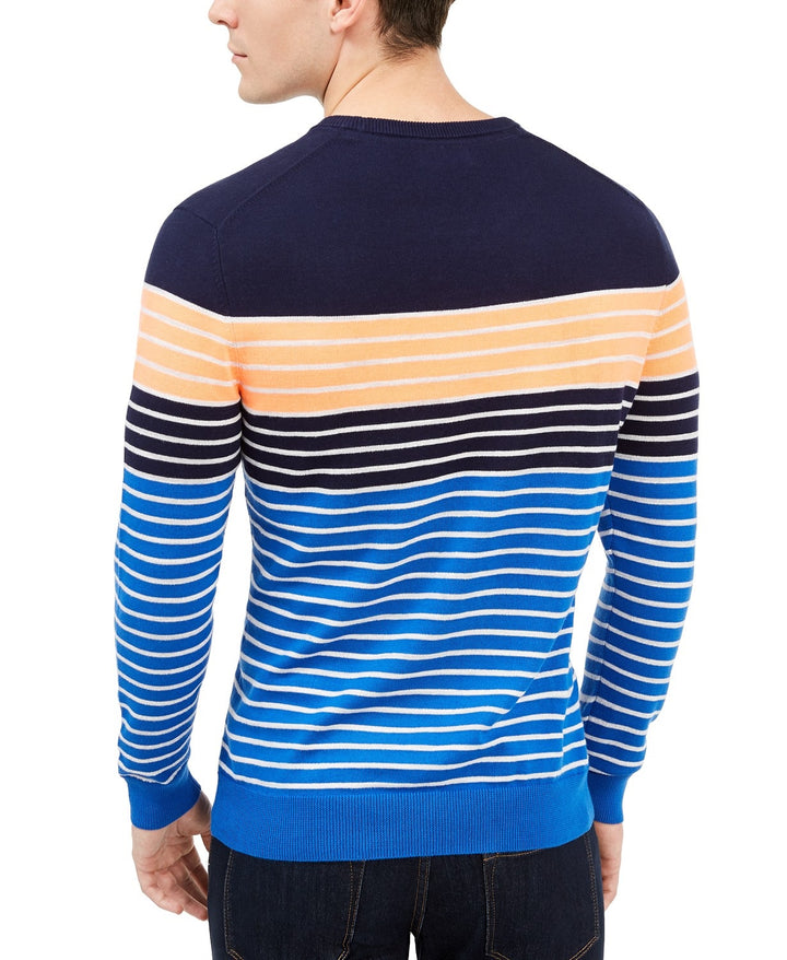 Club Room Men's Striped Crewneck Sweater Cosmic Crunch Size Large