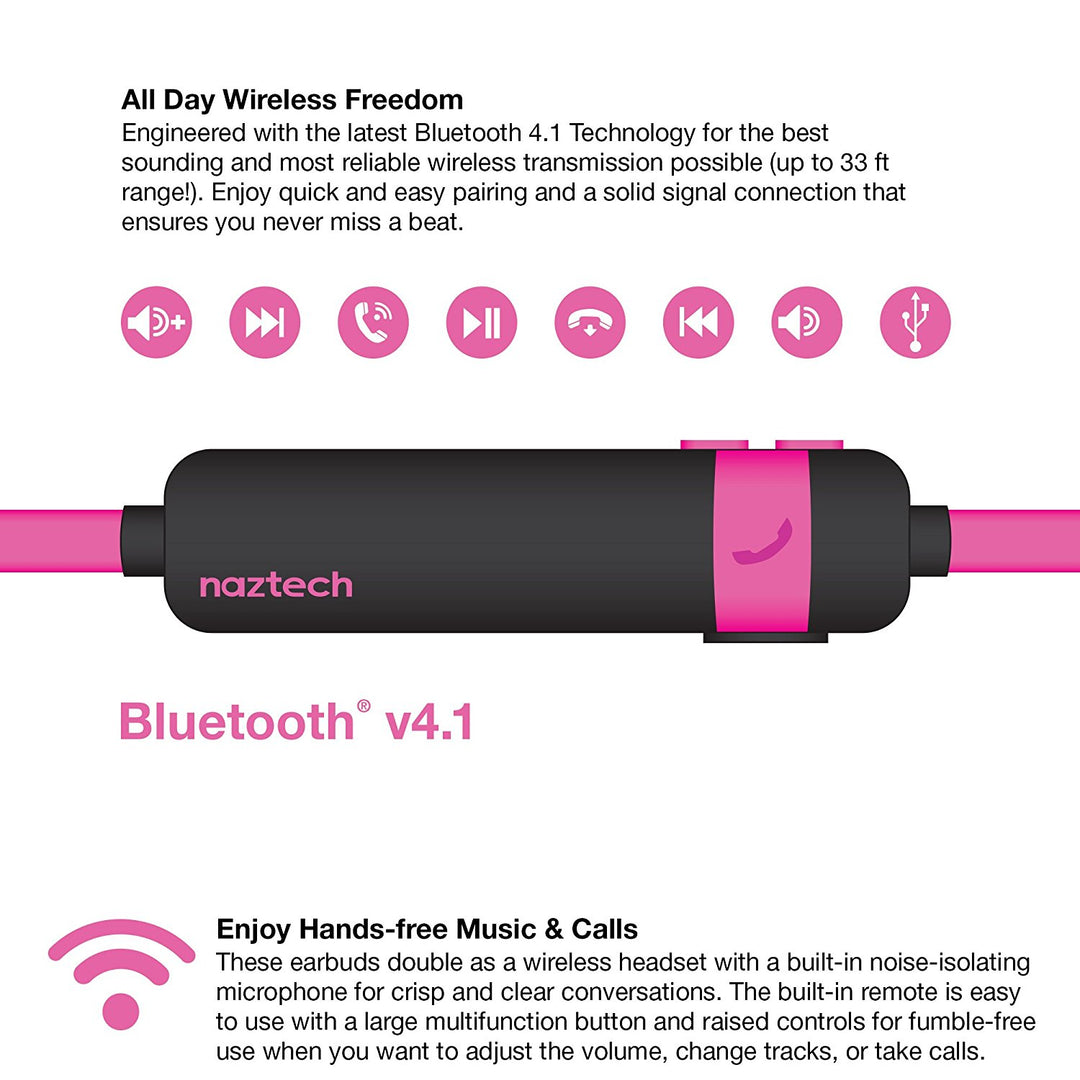 Naztech NX80 Wireless Bluetooth Headset for Universal/Smart Phones/Computer