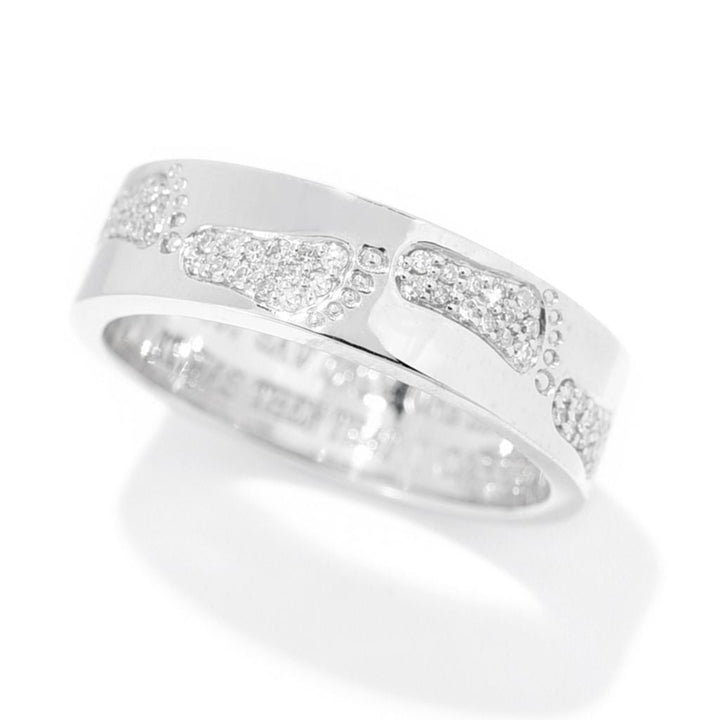 Beverly Hills Elegance 14K Gold 0.37ctw Diamond Footprints Inscribed Ring