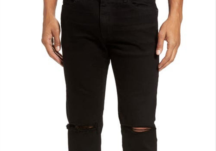 FRAME L'Homme Skinny Fit Jeans in Noir Slits , Size 33