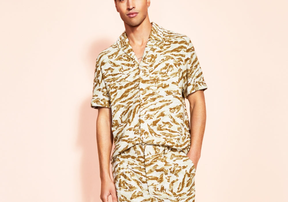 Royalty By Maluma Men's Animal Print Pleated Trousers Brown Size 2XL