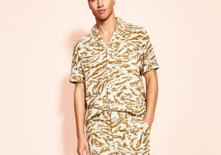 Royalty By Maluma Men's Animal Print Pleated Trousers Brown Size 2XL