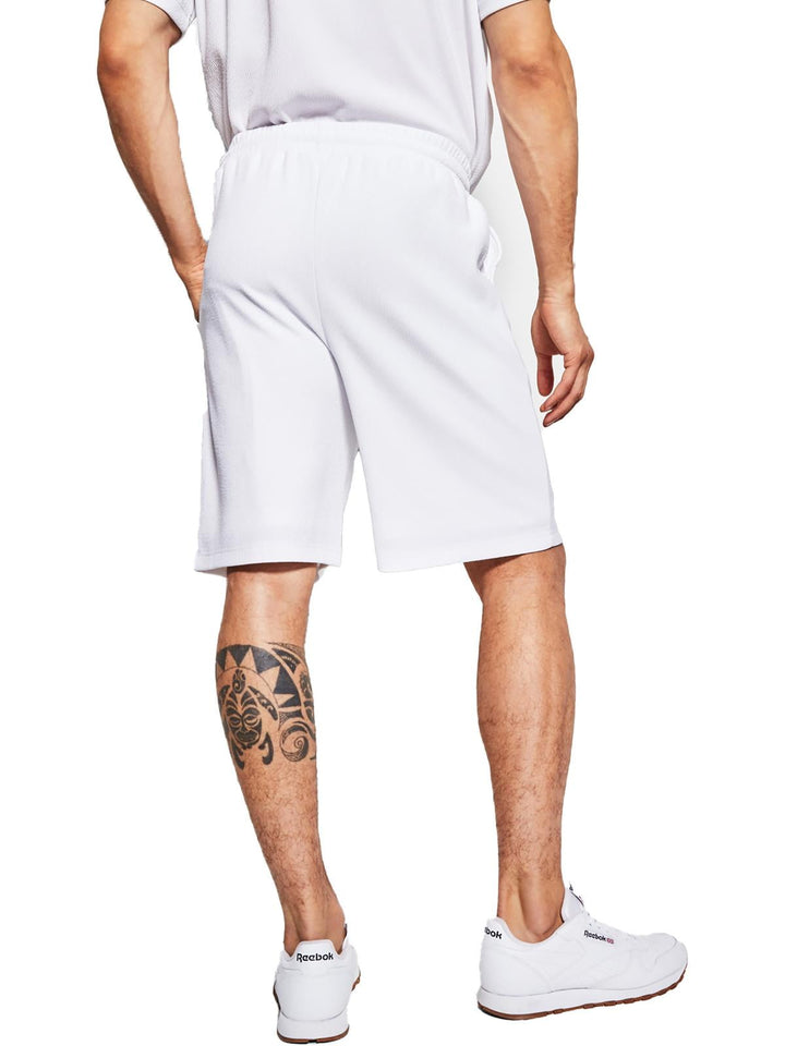 Royalty by Maluma Men's Relaxed Fit Textured Ottoman Stripe Drawstring Shorts White